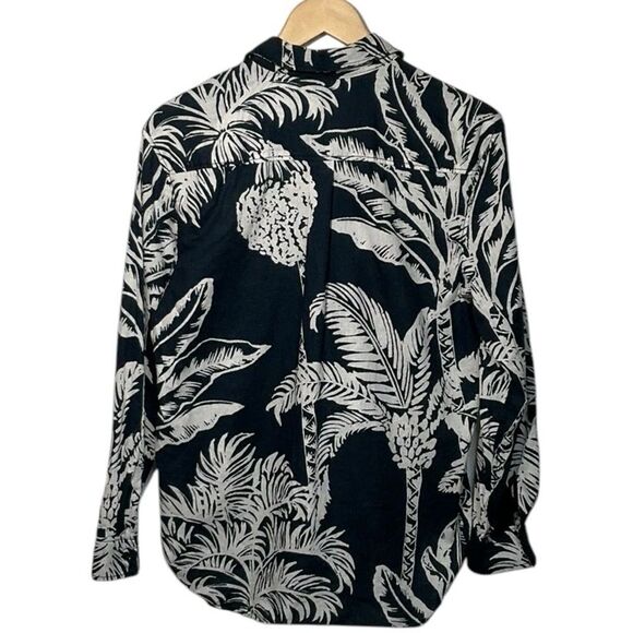 H&M Tropical Print Linen Blend Button Down Shirt - Picture 6 of 10